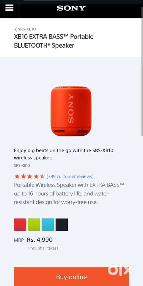 Sony srs xb10