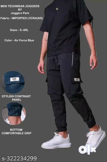 AirForce Blue Lycra Track Pants For Men