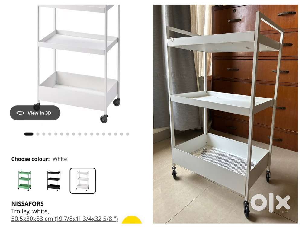 IKEA NISSAFORS Trolley (White, 50.5x30x83cm)