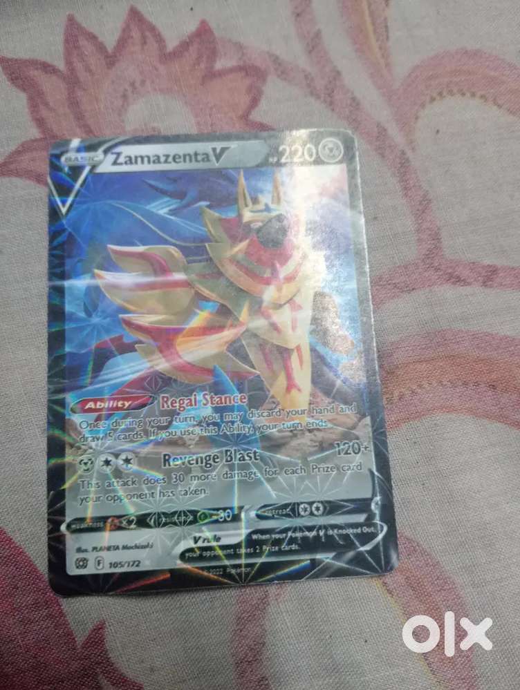 105/172 pokemon card Zamazenta V Ultra Rare (SWSH Brilliant Stars) + 1 x TitanCards Toploader your opponent takes 2 Prize cards Pokemon card Zamajenta 105/172