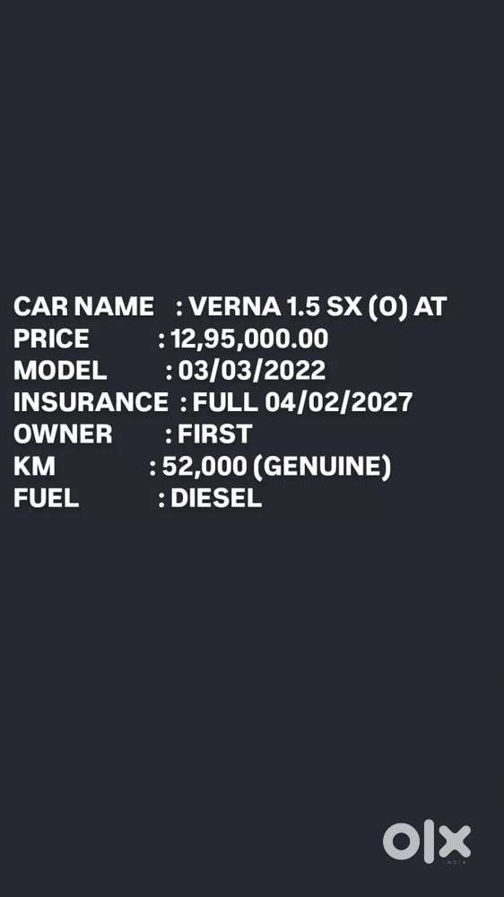 Hyundai Verna 1.5 Sx (o) Diesel At, 2022, Diesel