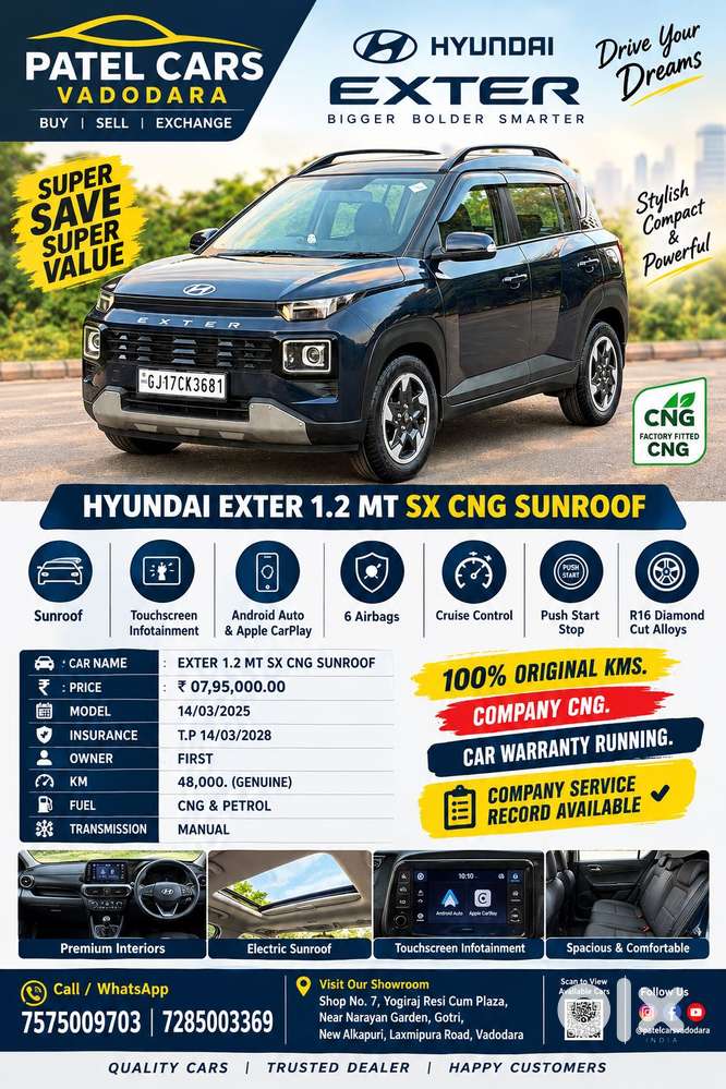 Hyundai Exter Sx 1.2 Cng Mt, 2025, Cng & Hybrids
