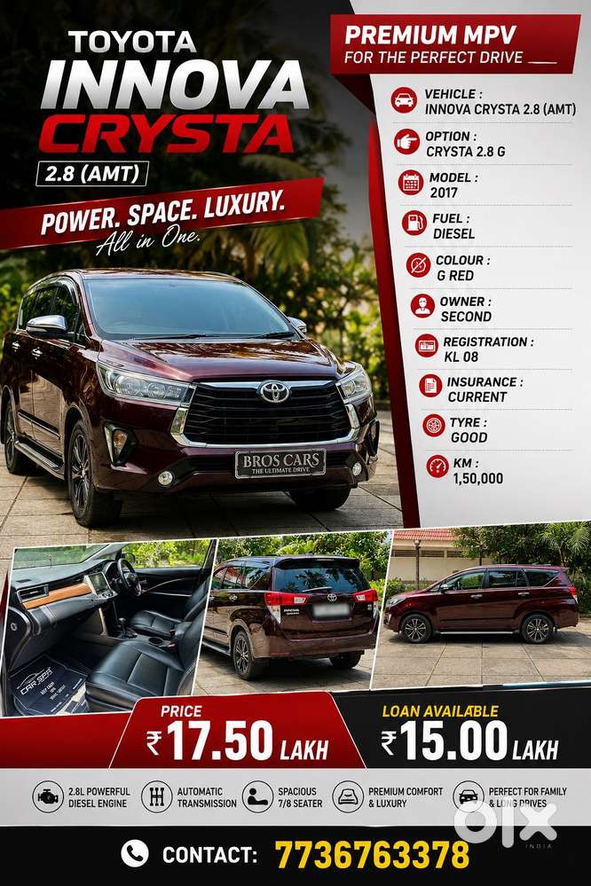 Toyota Innova Crysta 2.8 Gx At 7 Str, 2017, Diesel
