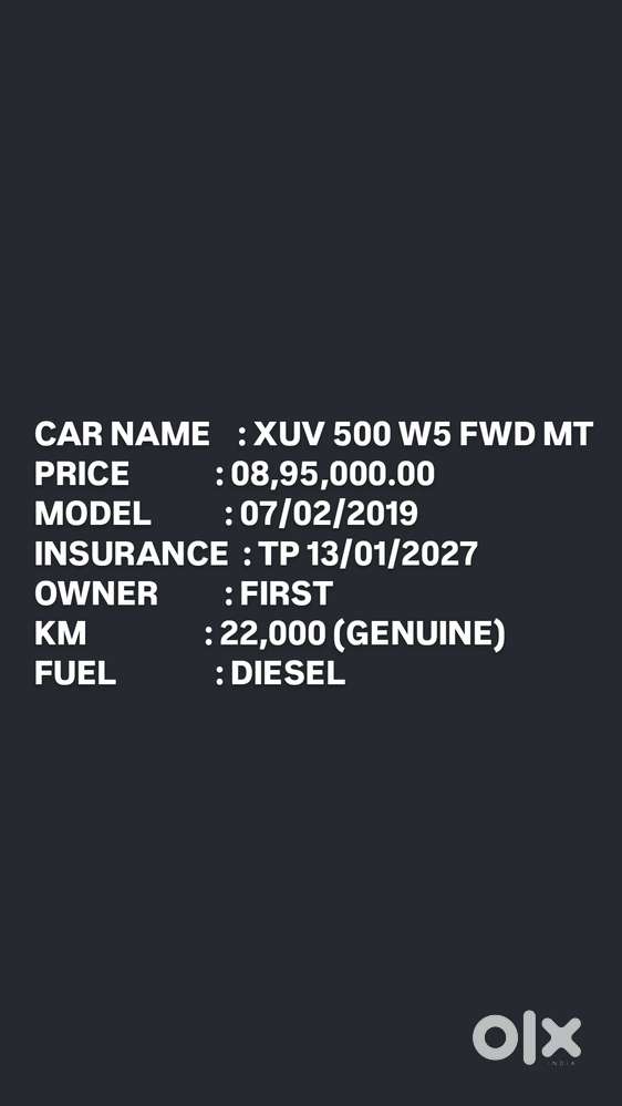 Mahindra Xuv500 W5, 2019, Diesel