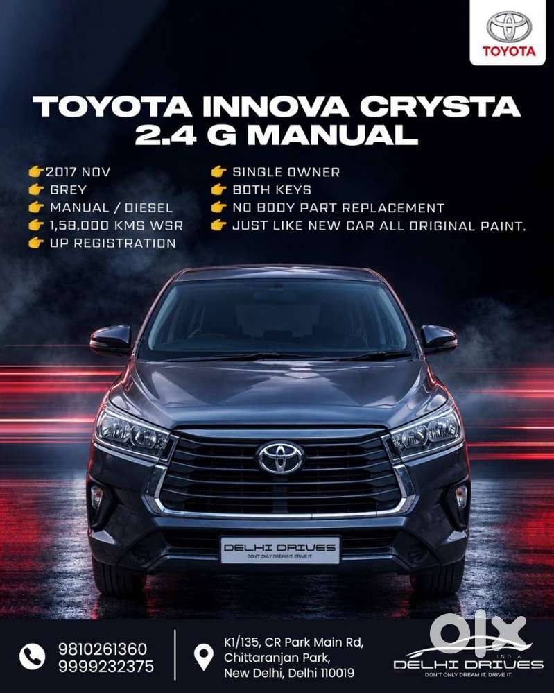 Toyota Innova Crysta 2.4 G Mt, 2017, Diesel