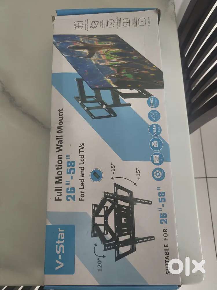 Full motion wall mount for LED TVs 26 to 58