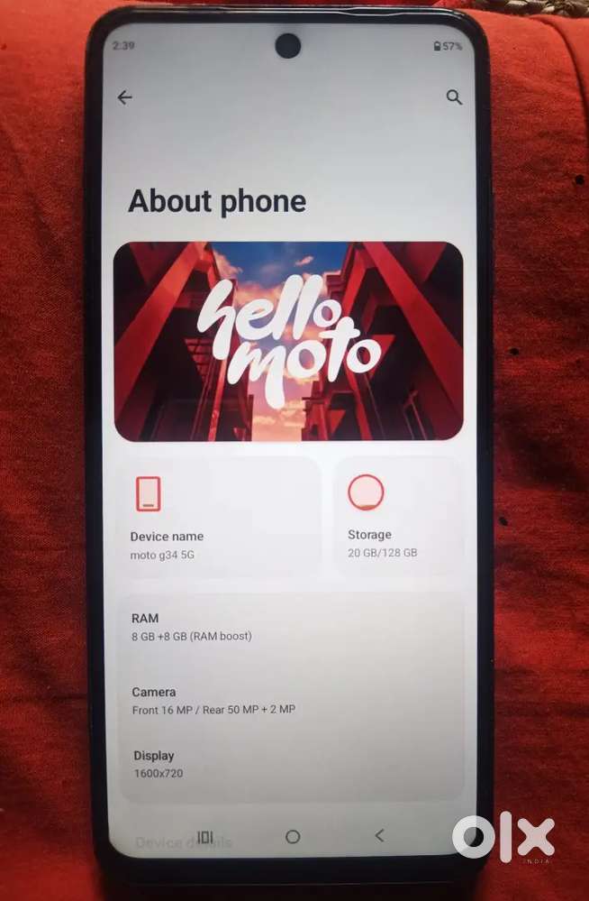 Moto G34 5G, 8GB 128GB, no Phone box and Charger (only Bill Available)