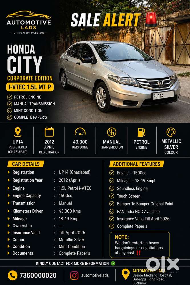 Honda City Corporate Edition, 2012, Petrol