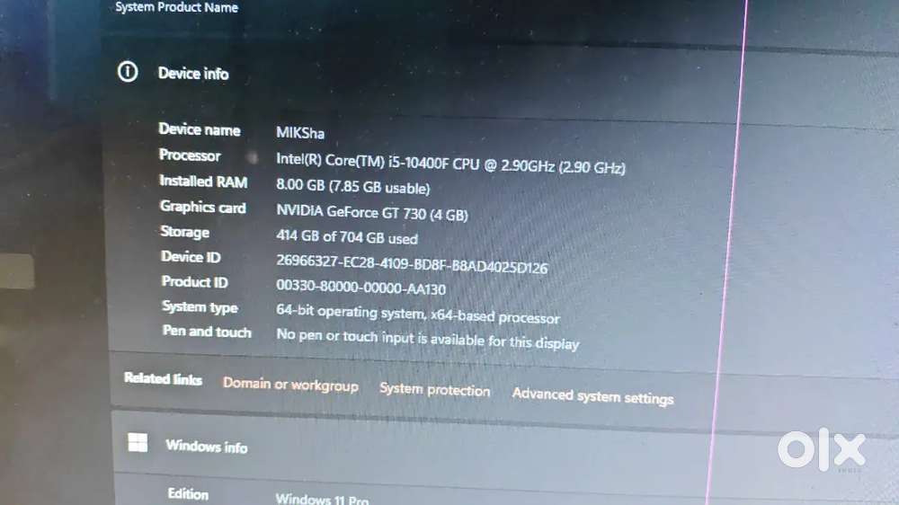 DESKTOP i5 10th gen 4gb graphics card 8gb ram
