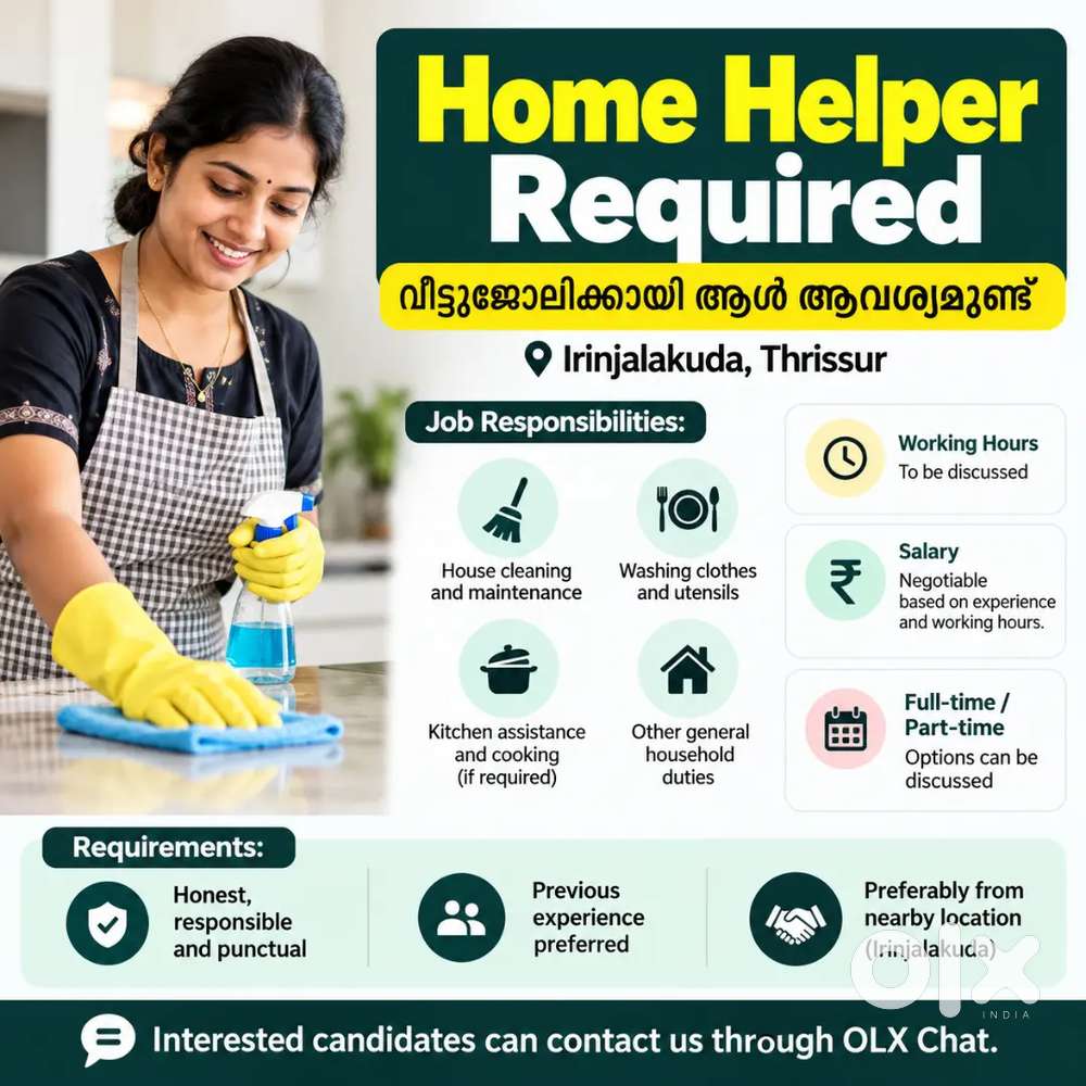 Home Helper / Housemaid Required &ndash; Irinjalakuda