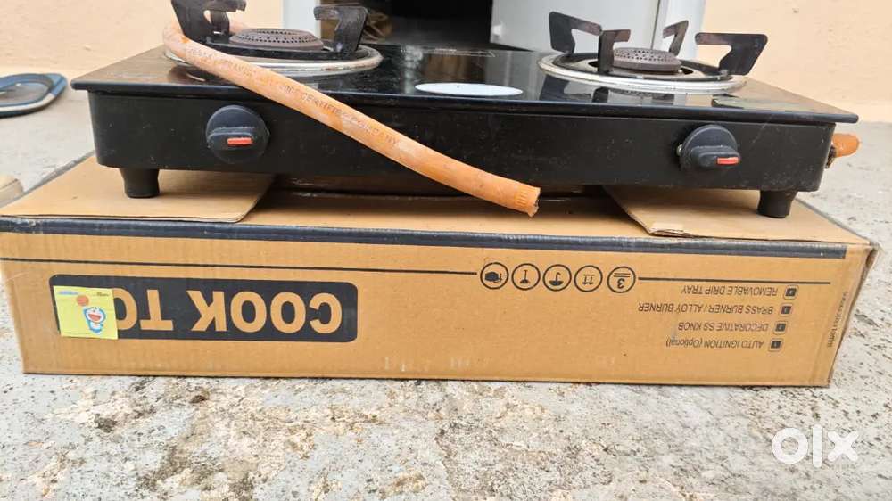 2-Burner Stove Black Glass Top (Gas Pipe Included)