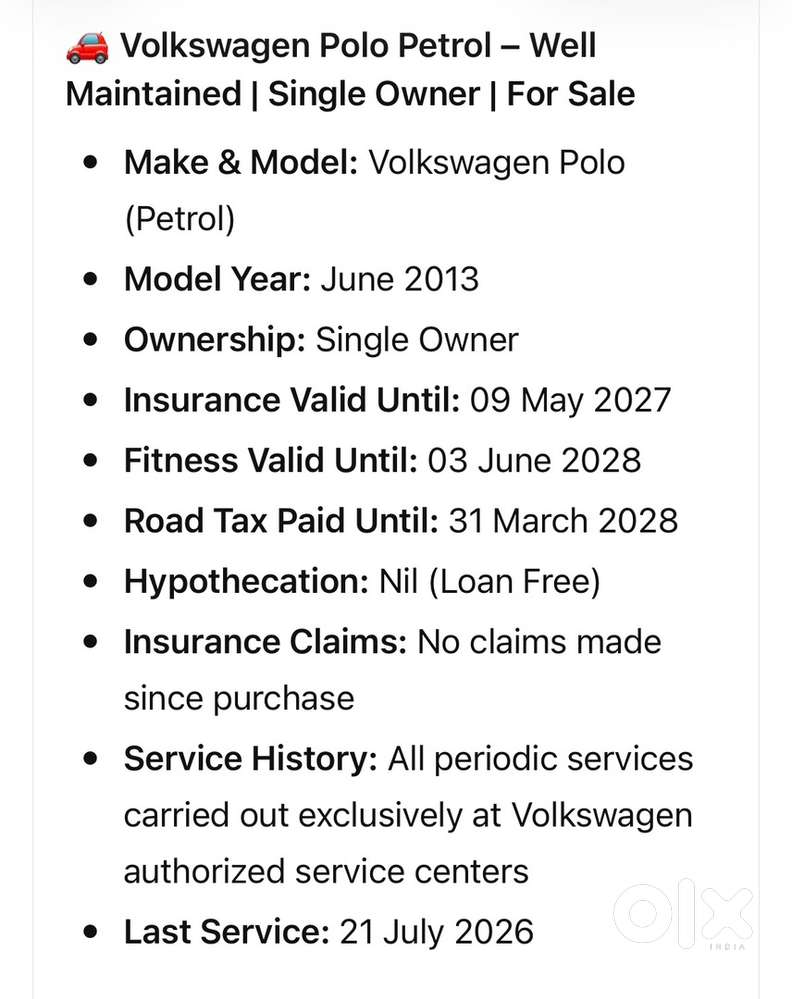 Volkswagen Polo 2013 Petrol