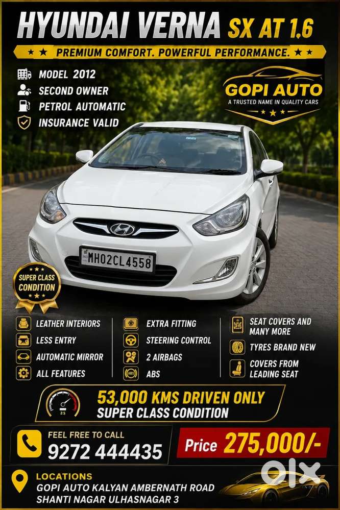 Hyundai Verna Vtvt 1.6 Sx, 2012, Petrol