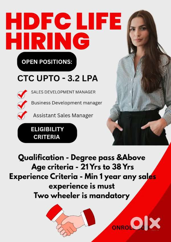Guntur/(HDFC Life)/Degree Must/Onrole/Min 1yrs exp in sales