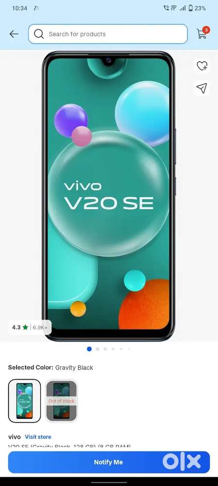 Flag ship phone of 2020 Vivo V20se 8/128 Mobile Phones