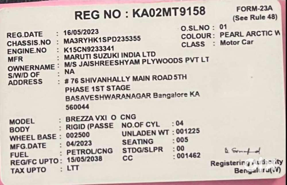 Maruti Suzuki Brezza 1.5 Vxi Cng, 2023, Cng & Hybrids