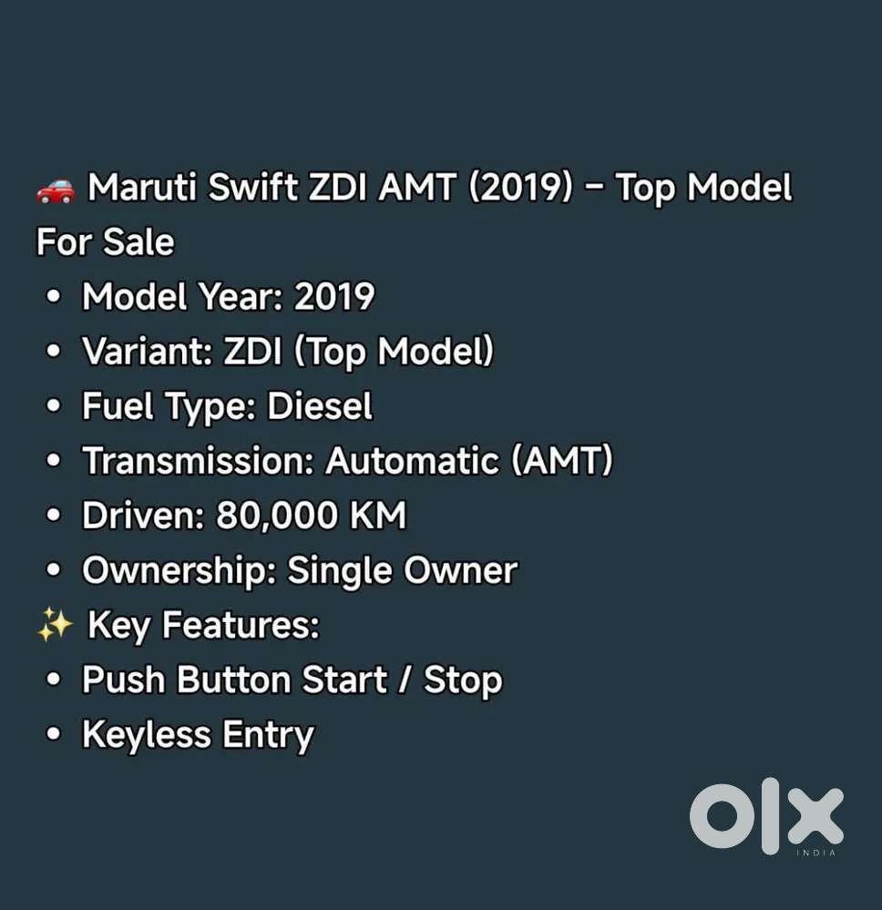 Maruti Suzuki Swift 2019 Diesel 80000 Km Driven