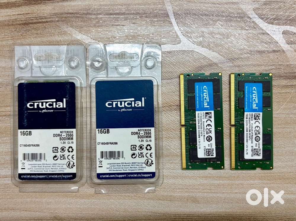 2 Crucial RAM 16GB DDR4 2666 MHz CL19 Laptop Memory CT16G4SFRA266