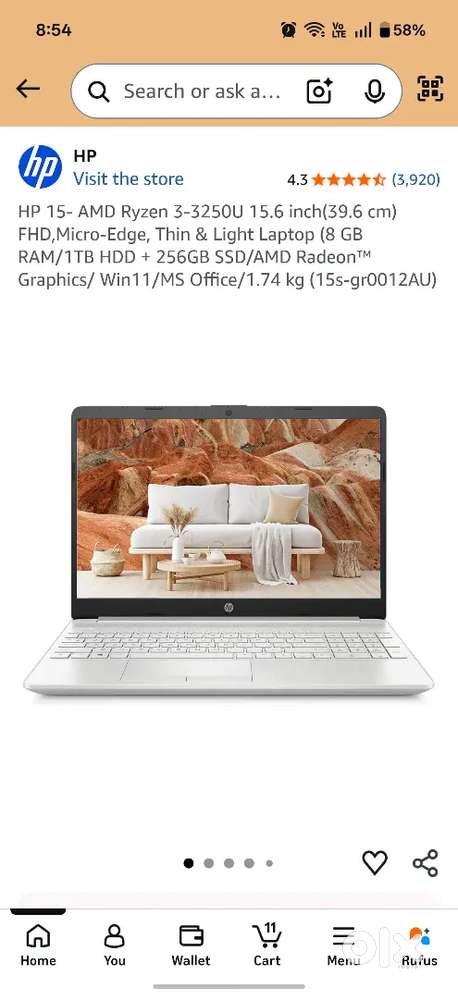 Hp Ryzen 3 2gb graphics laptop in Brand new condition