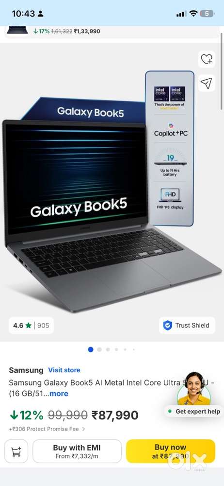 Samsung book 5 16GB/512ssd under warranty for just ₹65,000