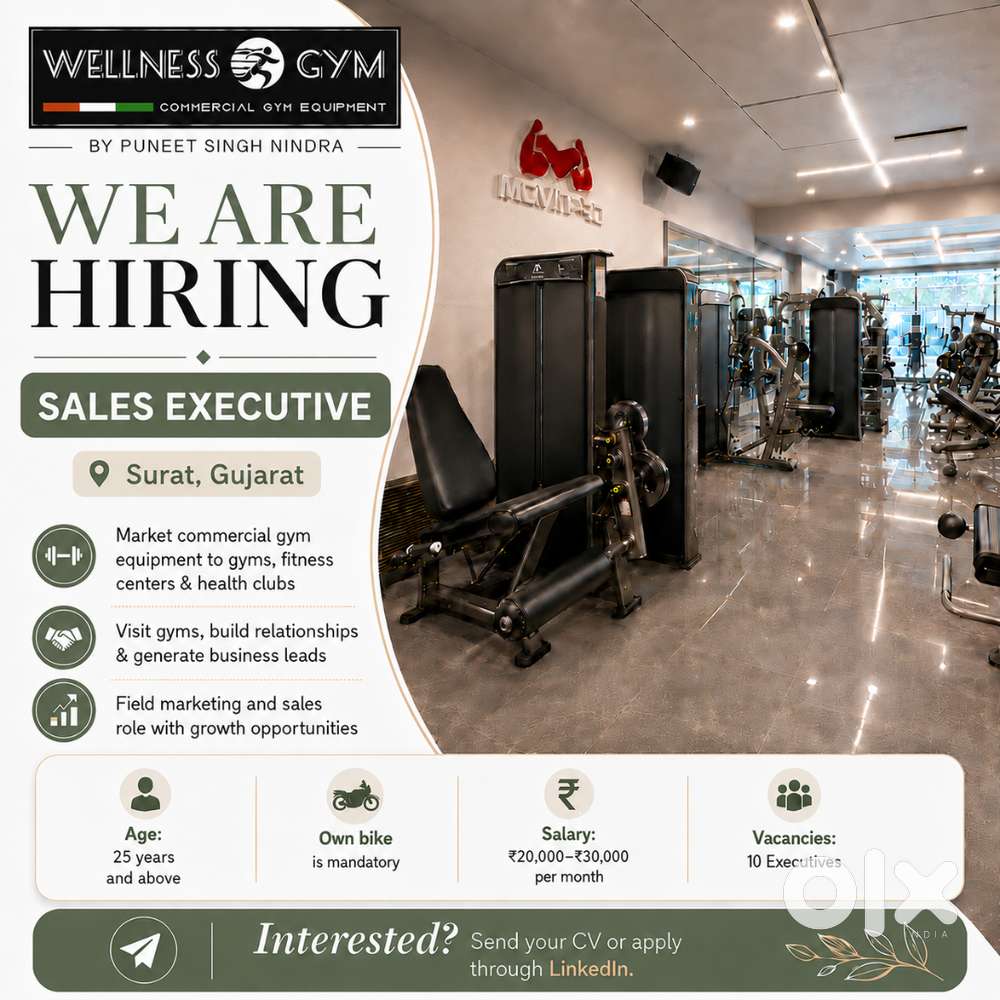 Sales Rep to Sell GYm Equipment Surat