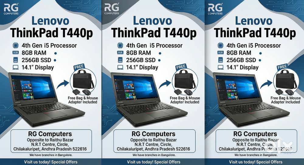 Refurbished-Lenovo Thinkpad T440p 4th gen i5 8gb ram 256gb ssd 14.1 s