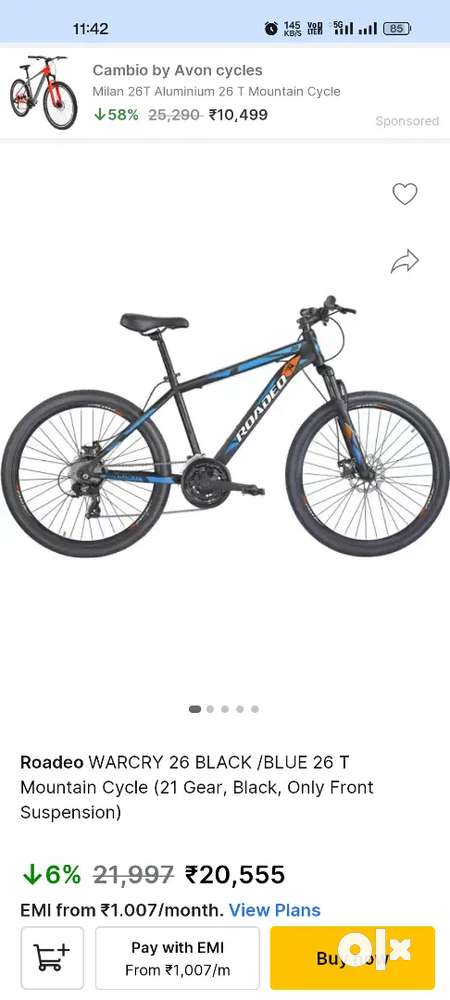 Roadeo Warcry 26 Black Blue 26T Bicycles 1787114804