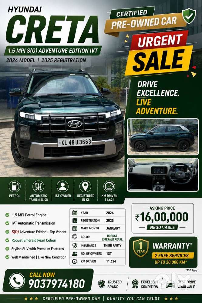 Hyundai Creta 1.5 S Petrol, 2024, Petrol