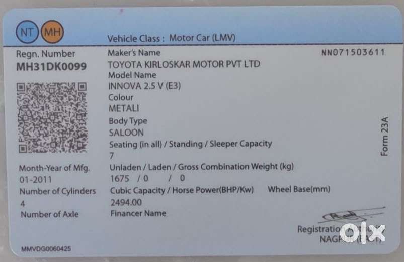 Toyota Innova 2.5 7seater 2011