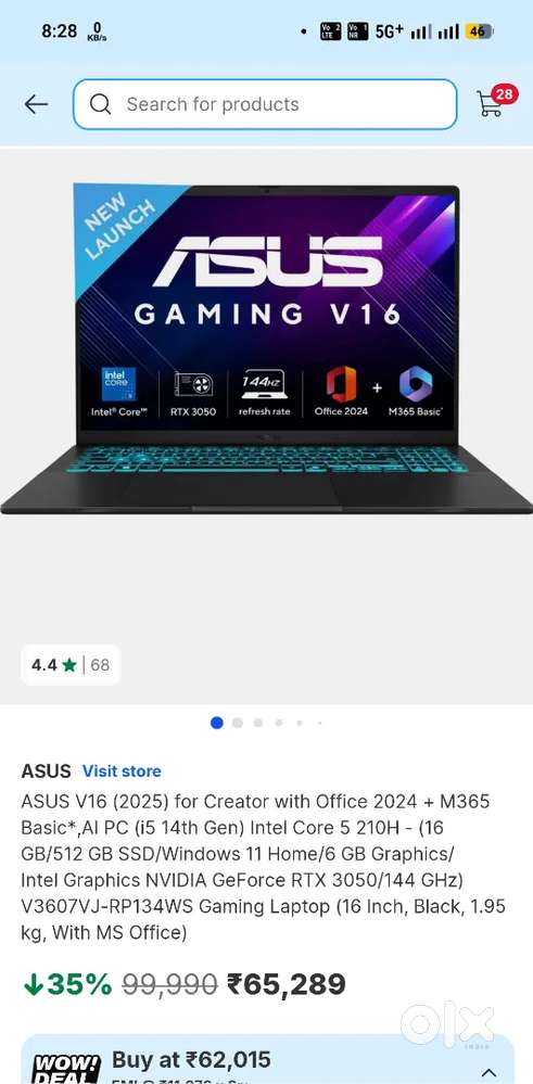 ASUS Gaming V16 (2026) 16gb /512gb ,rtx 3050 6gb