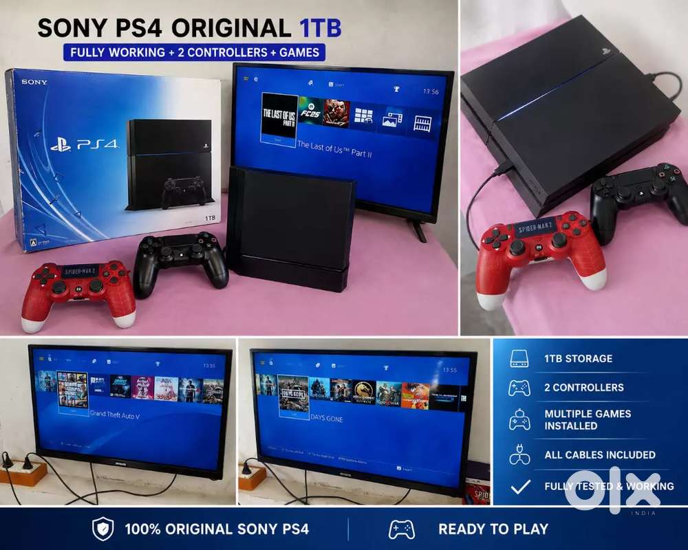 Sony PS4 1TB Original  2 Controllers  Games Installed  Fully Wor