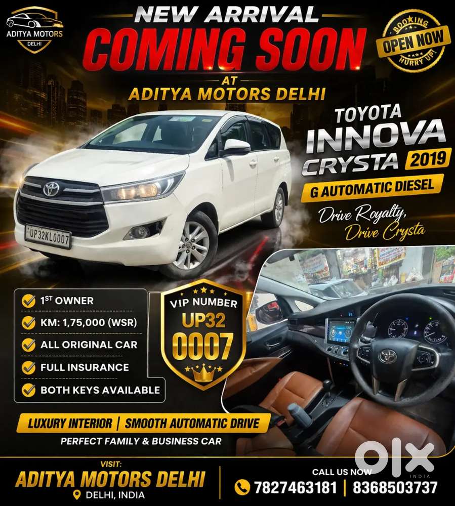 Toyota Innova Crysta Gx Automatic 2019 Diesel Vip No Up32_0007 Km 1.75