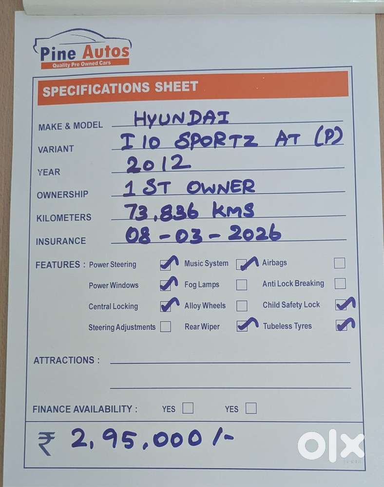 Hyundai I10 Sportz At, 2012, Petrol