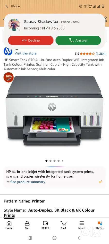 Printer Hp smart tank 670