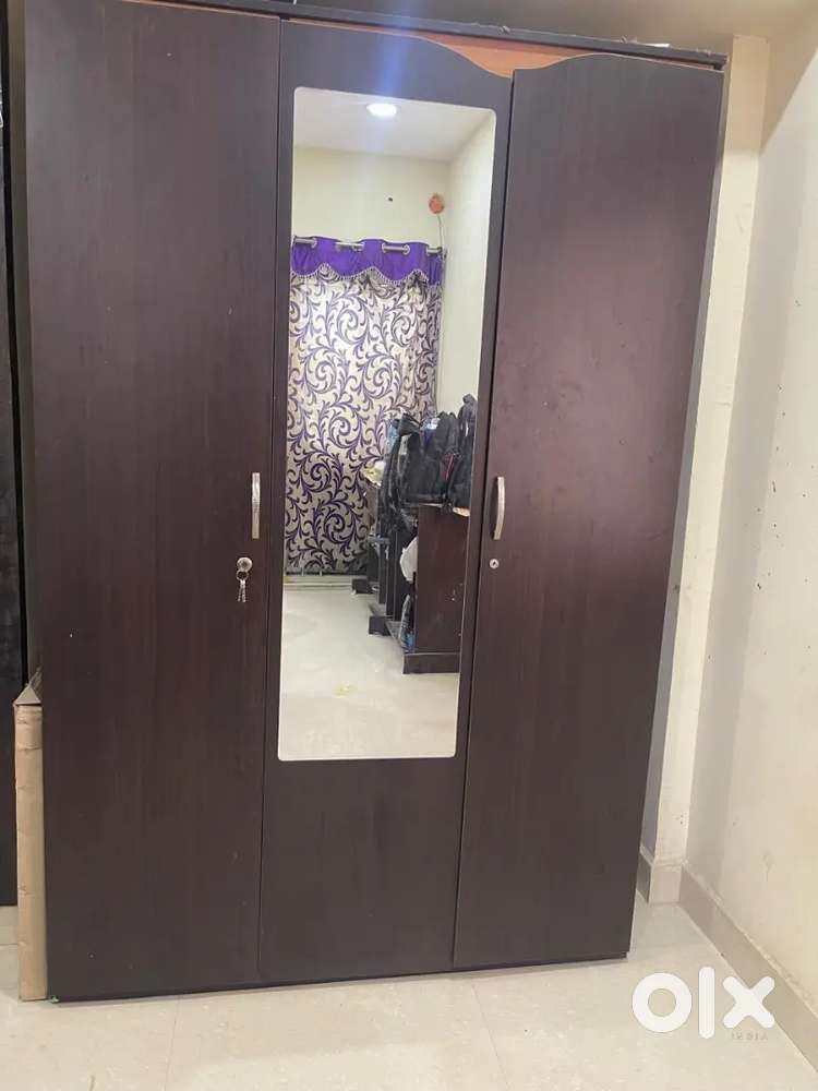 Wardrobe & Wooden Single Cot for Sale