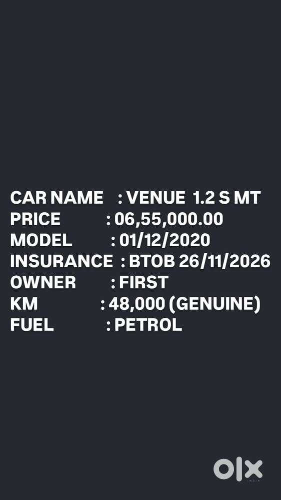 Hyundai Venue S 1.2 Petrol, 2020, Petrol