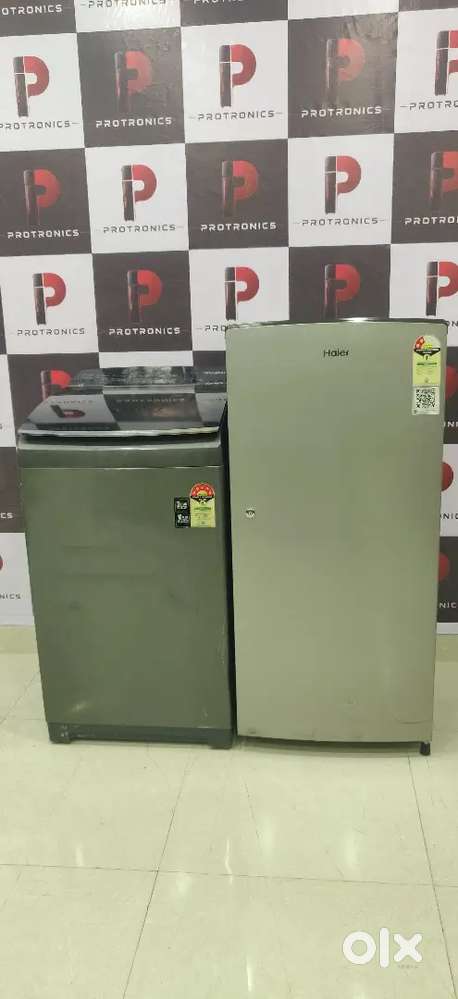 Haier single door fridge and whirlpool top load washing machine