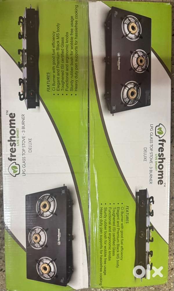 Brand new Freshome lpg glass top stove 3 burner