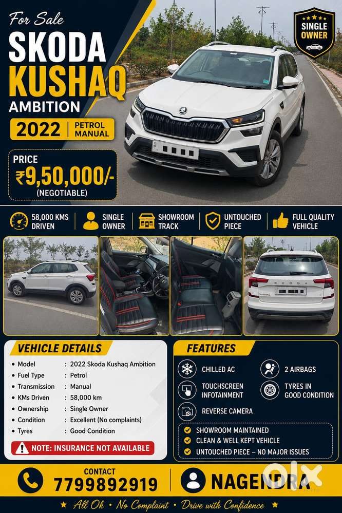 Skoda Kushaq 1.0 Tsi Ambition, 2022, Petrol