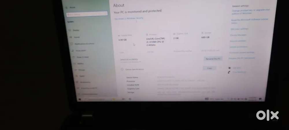 HP leptop i3 500 gb hard disk and 256 ssd  4gb ram