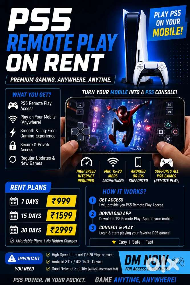 Rent PS 5 to play on your mobile