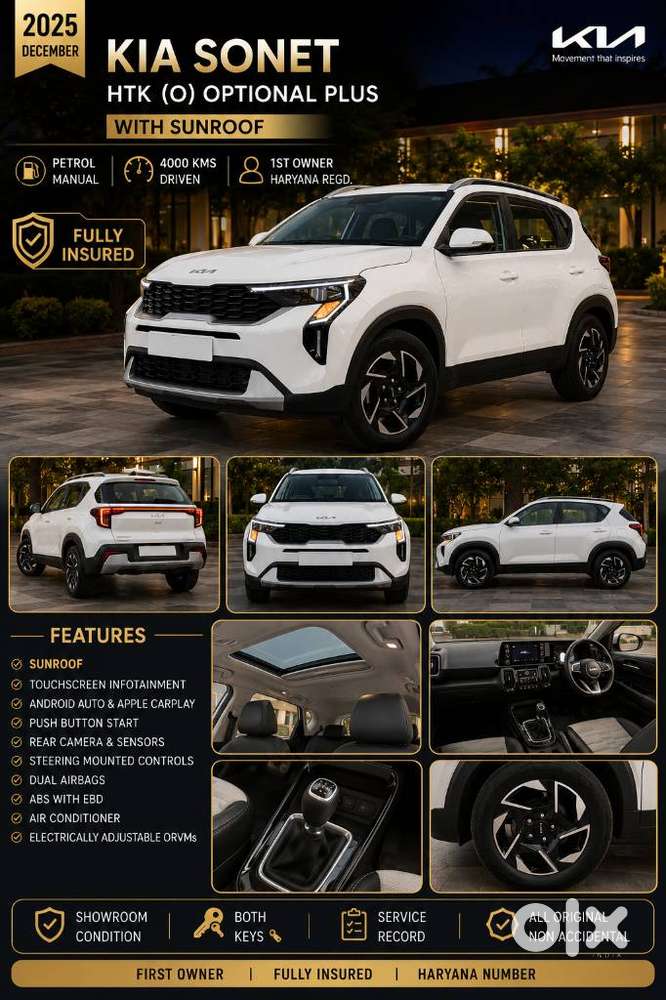 Kia Sonet G 1.2 5mt Htk(o), 2025, Petrol