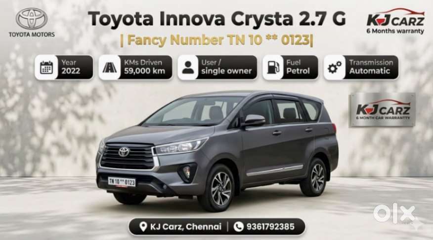 Toyota Innova Crysta 2.7 Gx Limited Edition 7 Str, 2022, Petrol