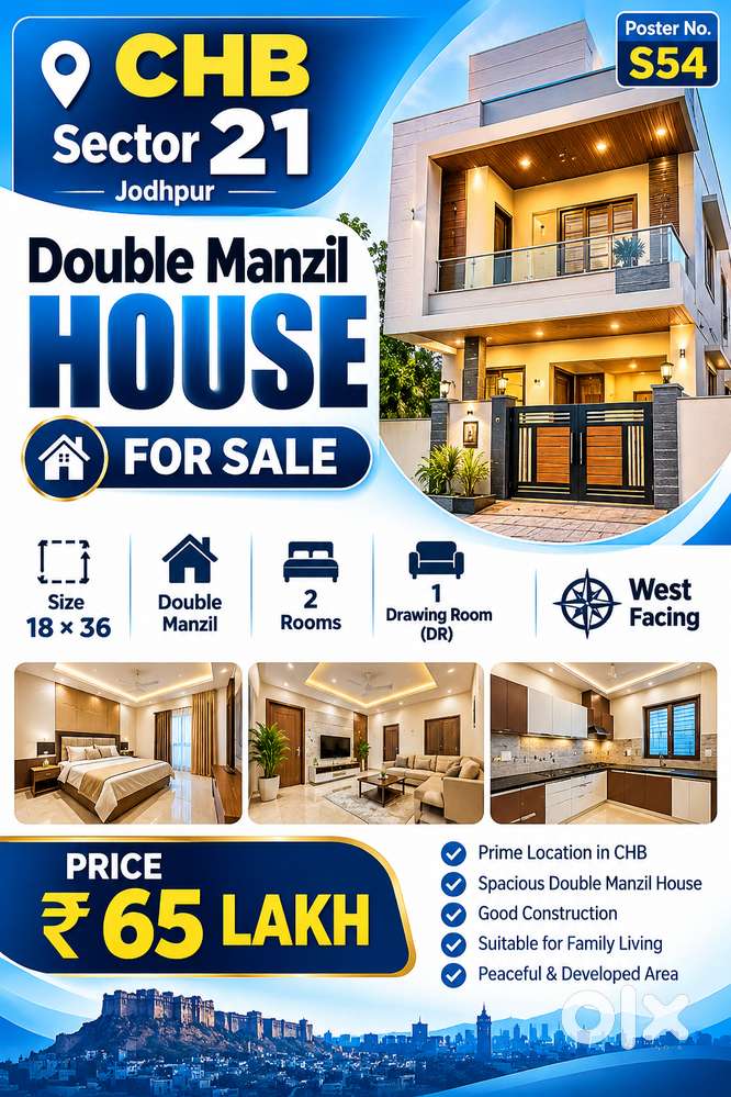 Double Manzil House for Sale in CHB Sector 21, Jodhpur | 18&times;36 |