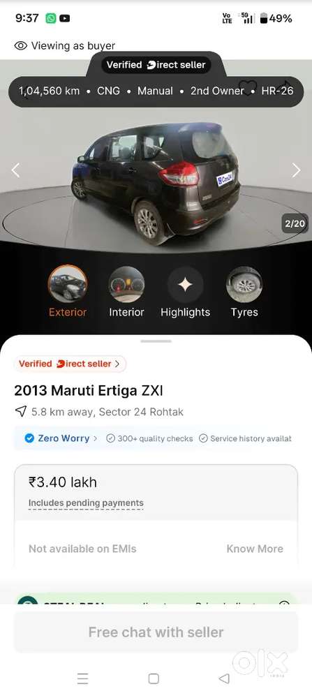 Maruti Suzuki Ertiga 2013 Petrol 106000 Km Driven