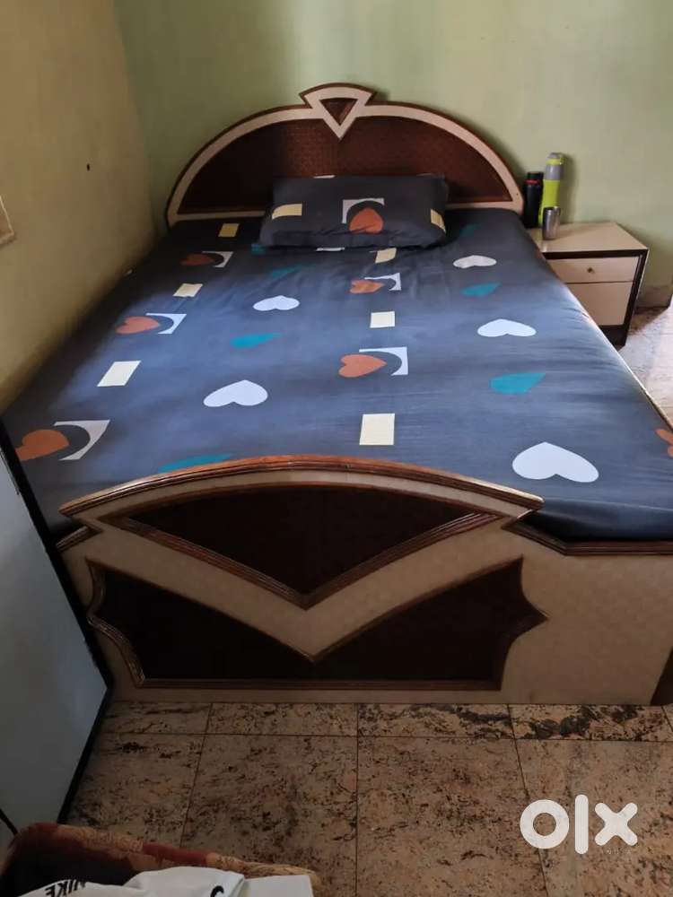 Moving out sale - Bed with mattress, side table and stool 