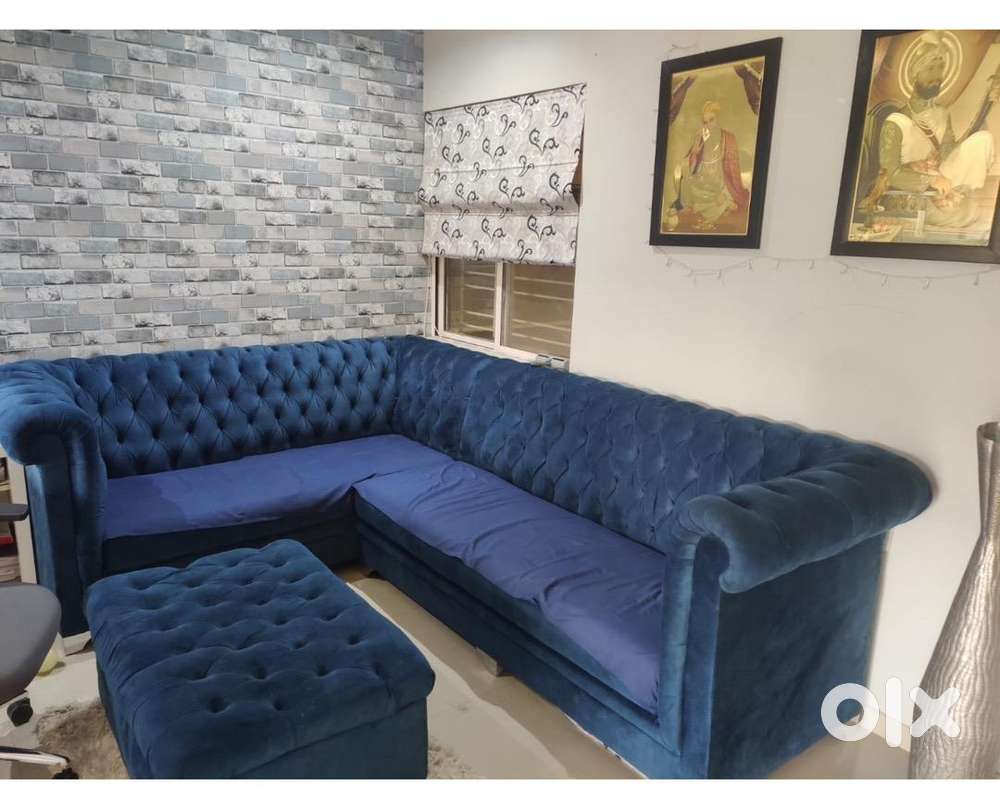 Plush velvet L shape sofa Sofa & Dining 1753856575