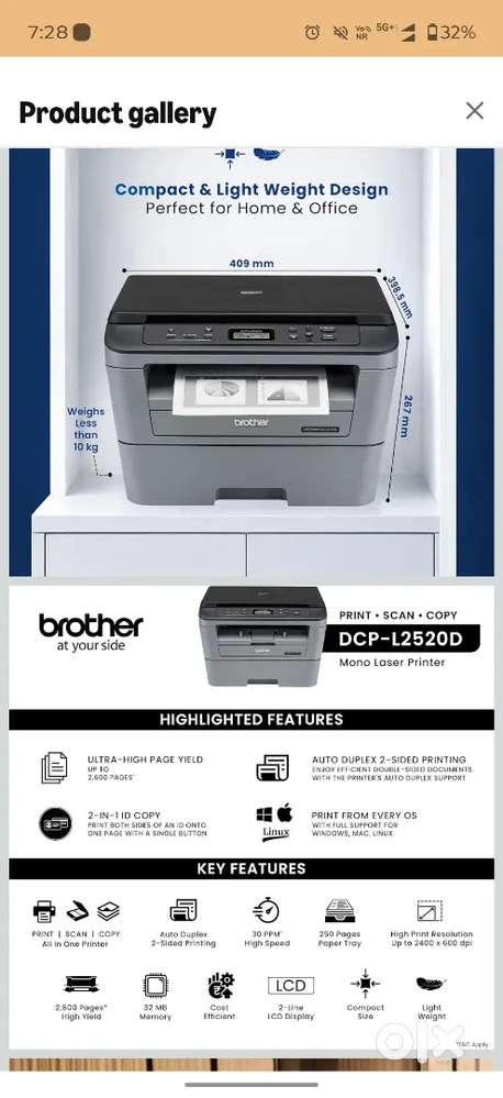 Brother DCP-L2520D Automatic Duplex Laser Printer