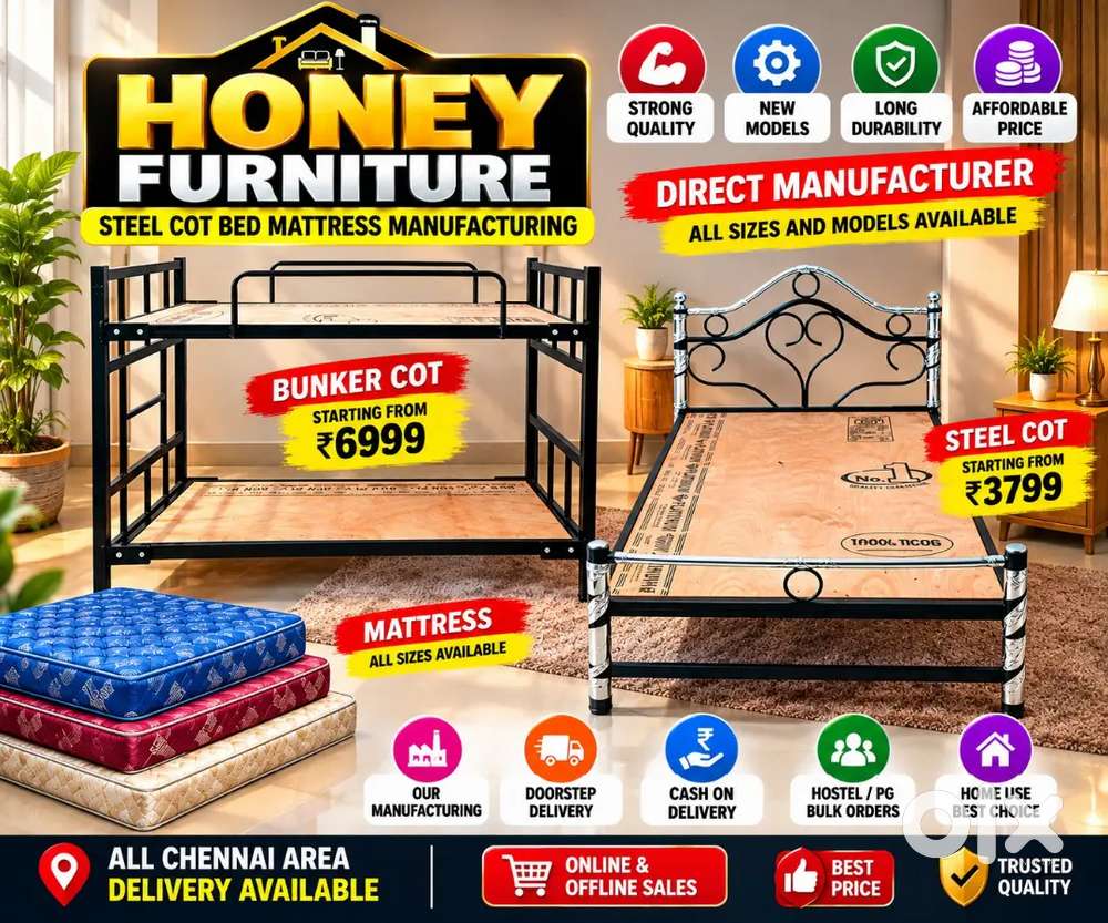 #Single Steel Cot  Mattress, Hostel Bunker Beds Sales _ Trusted Sales