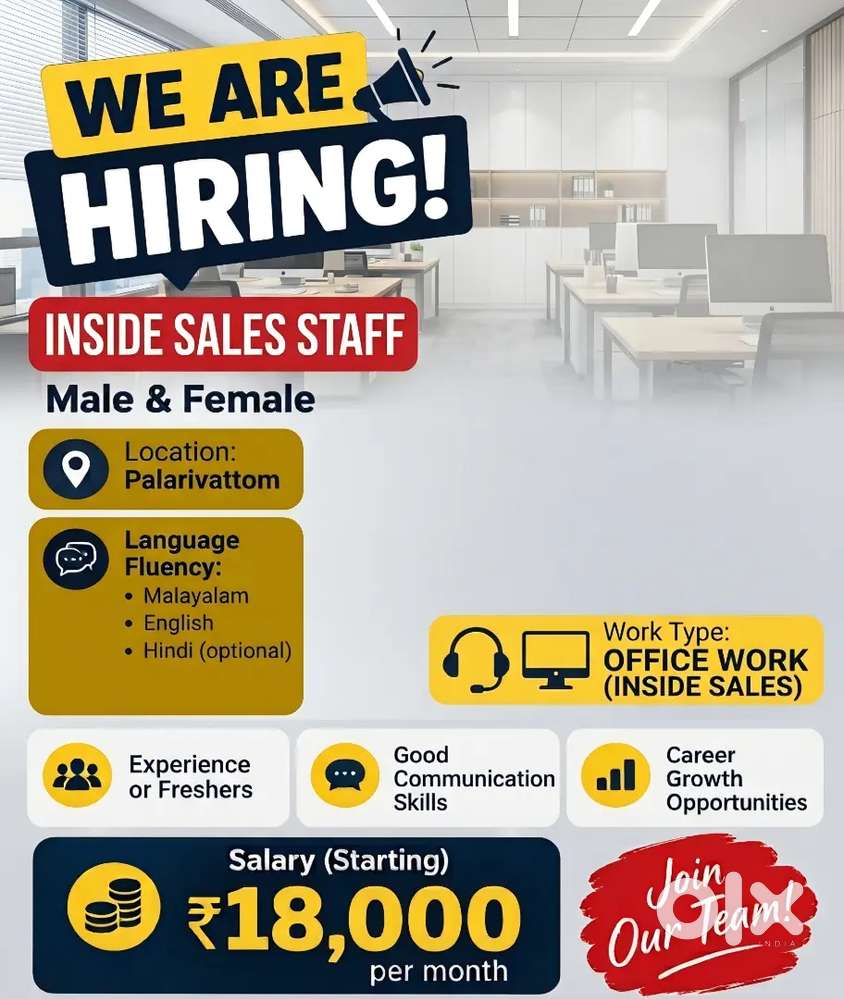 Sales Staff (Male & Female) urgent hiring
